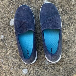 L.L. Bean Navy Suede Casual Slip-Ons| Women 8M |